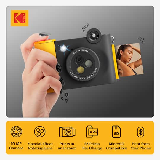 KODAK Smile+ Black Wireless Digital Instant Print Camera